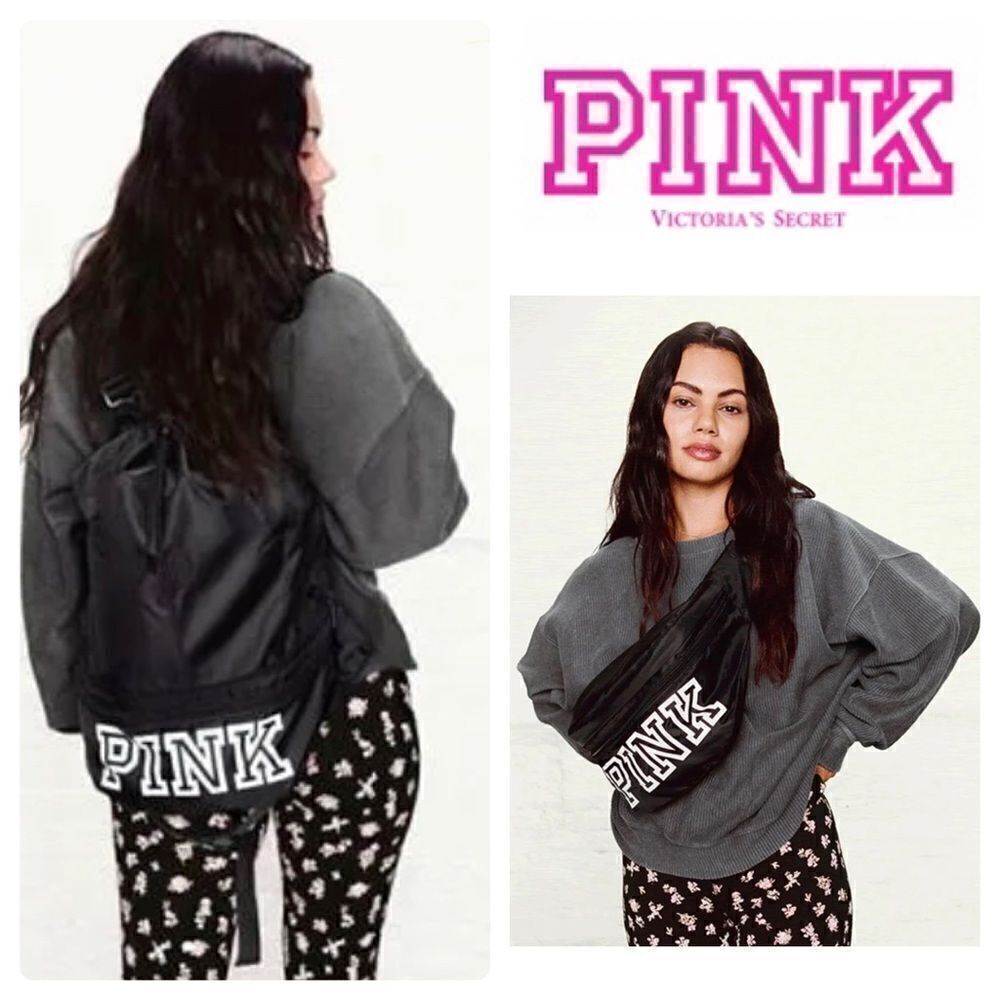 NWT Victoria’s Secret PINK Convertible Backpack Fanny Pack in Black & White